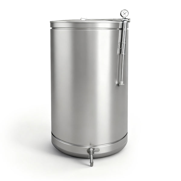 Съд от неръждаема стомана 180 л с плаващ капак и кран