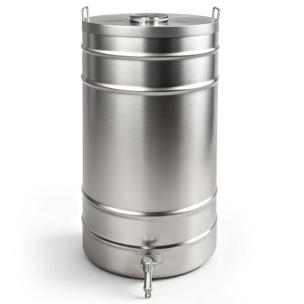 Съд от неръждаема стомана 350 L с капак и кран