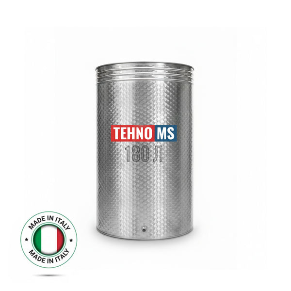 БЪЧВА ОТ НЕРЪЖДАЕМА СТОМАНА ОТ ИТАЛИЯ С ПЛАВАЩ КАПАК И КРАН 180Л