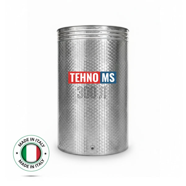 БЪЧВА ОТ НЕРЪЖДАЕМА СТОМАНА ОТ ИТАЛИЯ С ПЛАВАЩ КАПАК И КРАН 300Л